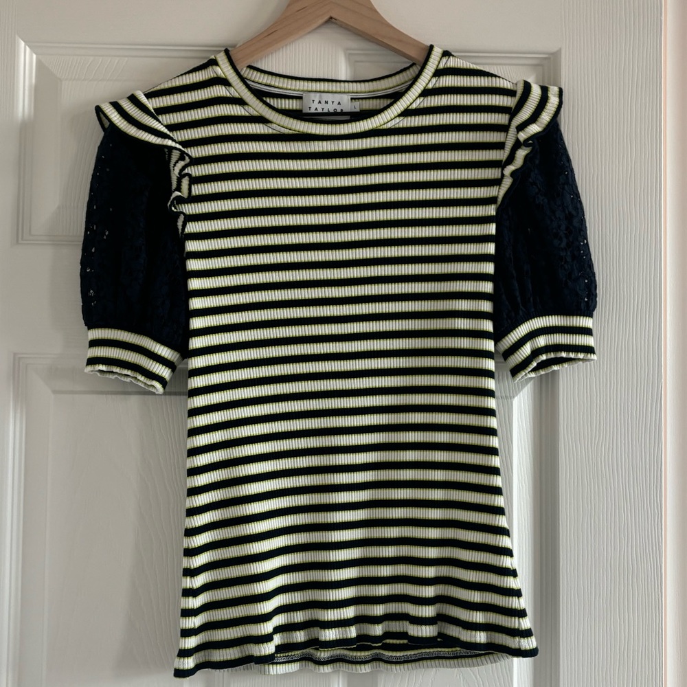 Tanya Taylor Ruffle and Lace sleeve top